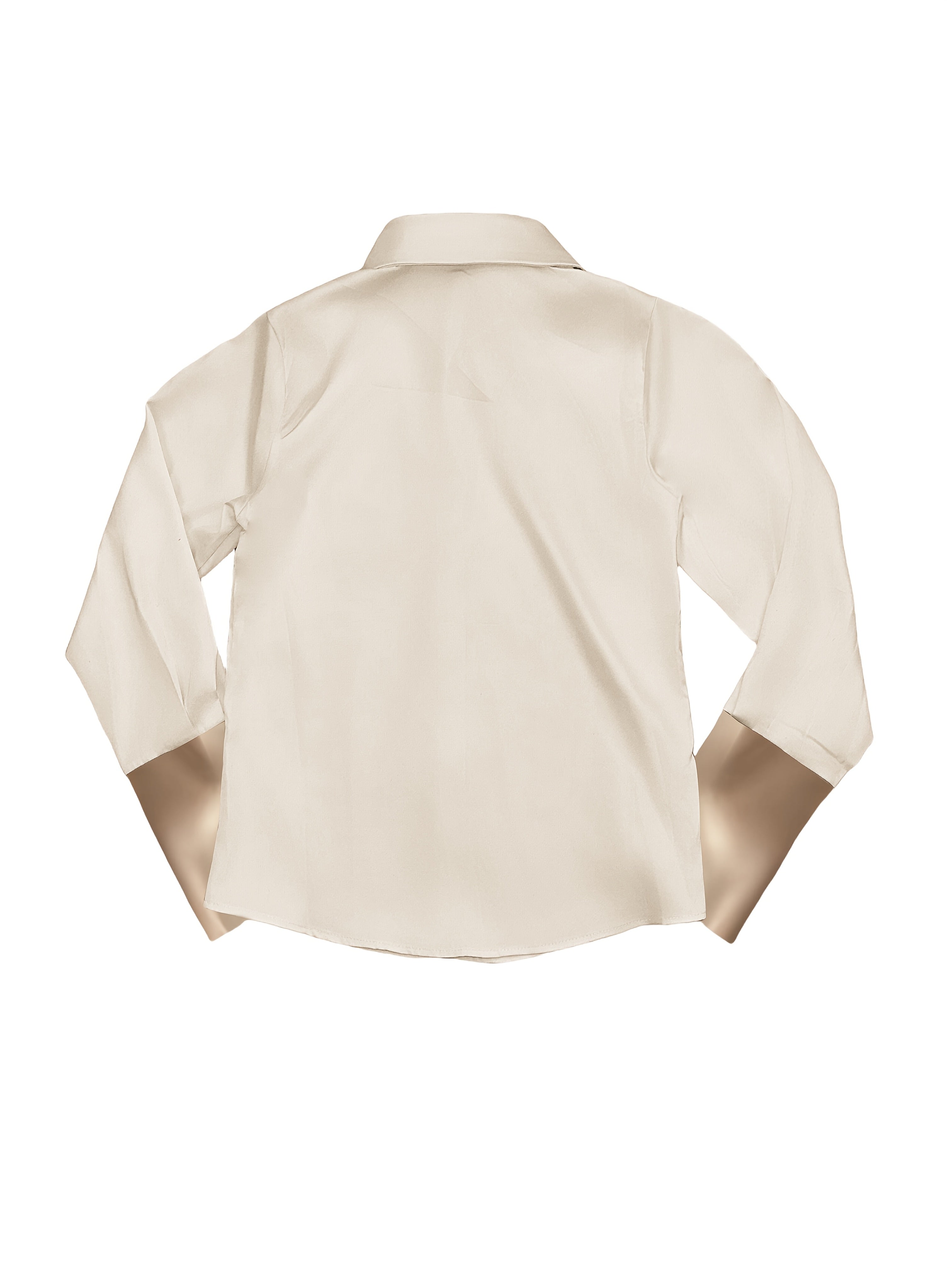 Women's Polyester Blouse with Wide Collar Alphabet Embellishments and Zipper Detail