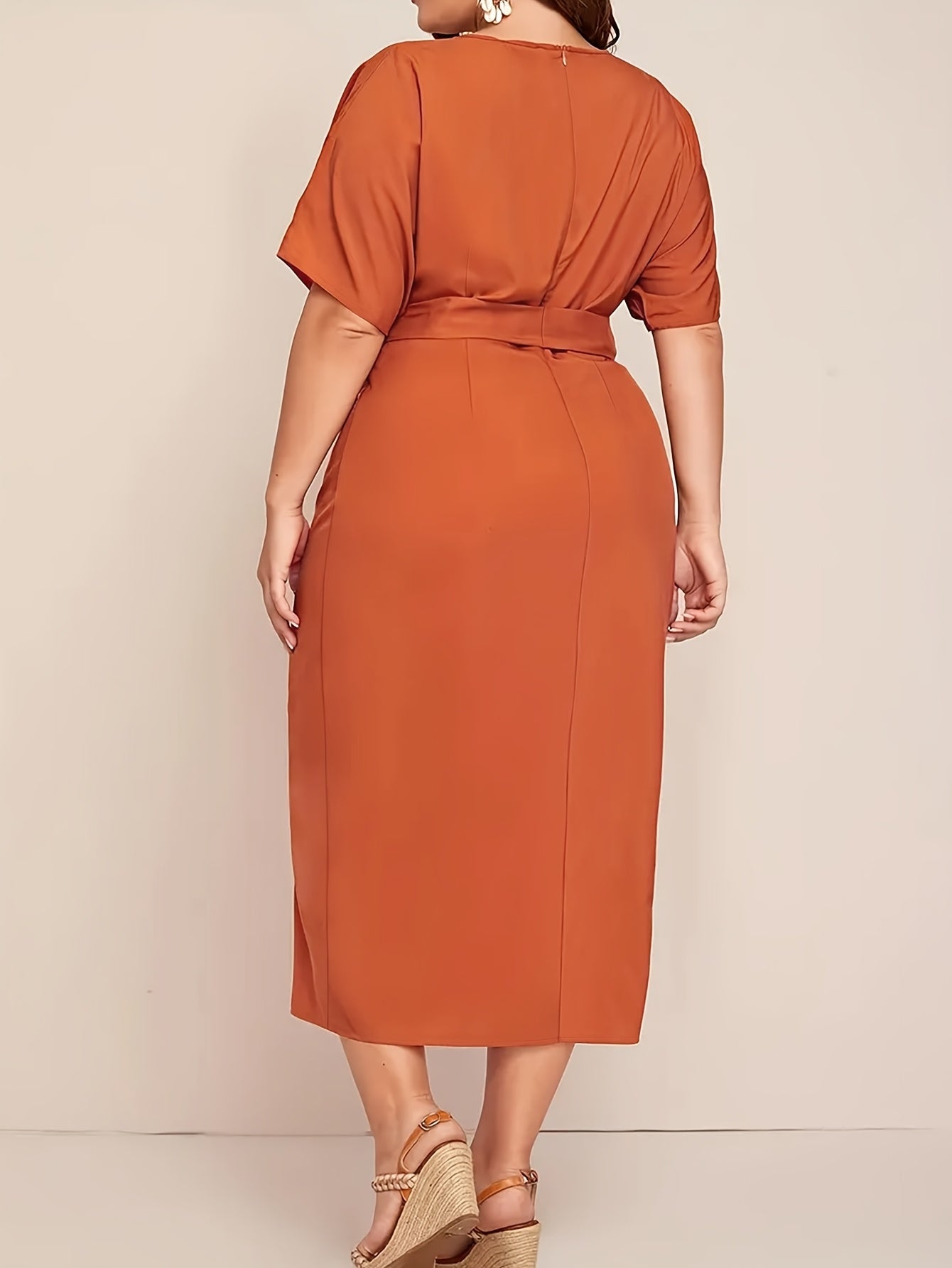 Women's Summer Dress with Bow Tie Waist Crew Neck Short Sleeves Polyester Casual Formal