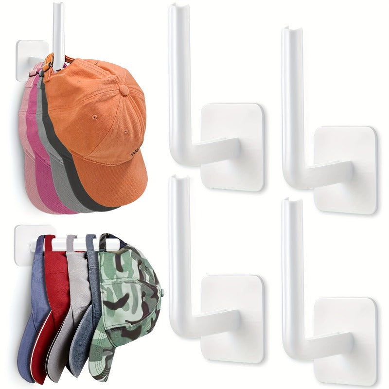 Pack de 4 ganchos de plástico autoadhesivos para sombreros para entrada, baño y dormitorio