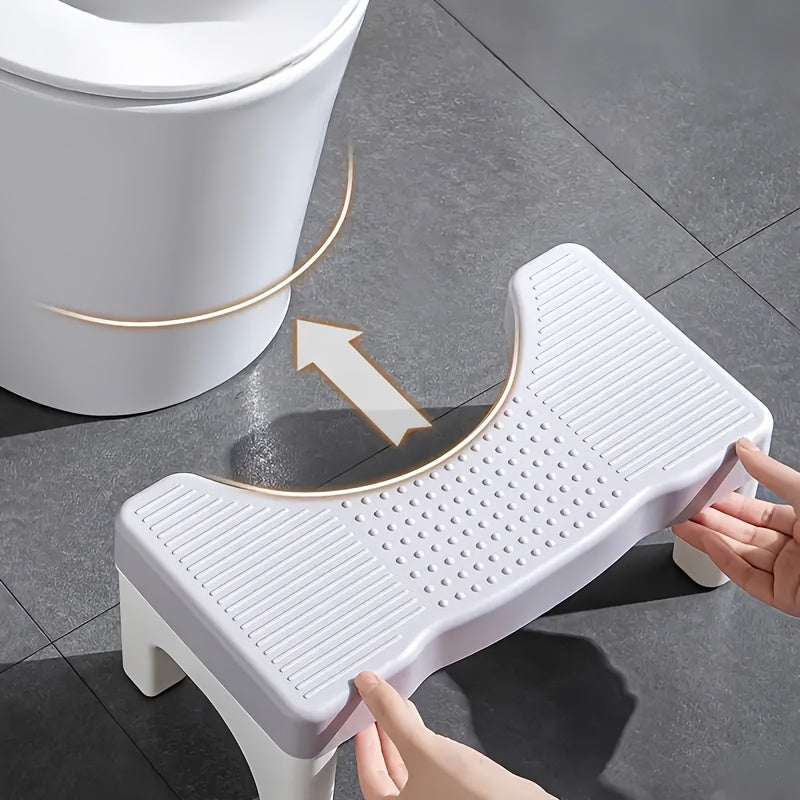 Ergonomic Plastic Folding Toilet Step Stool with Anti-Slip Feet and 35-Degree Comfort Angle