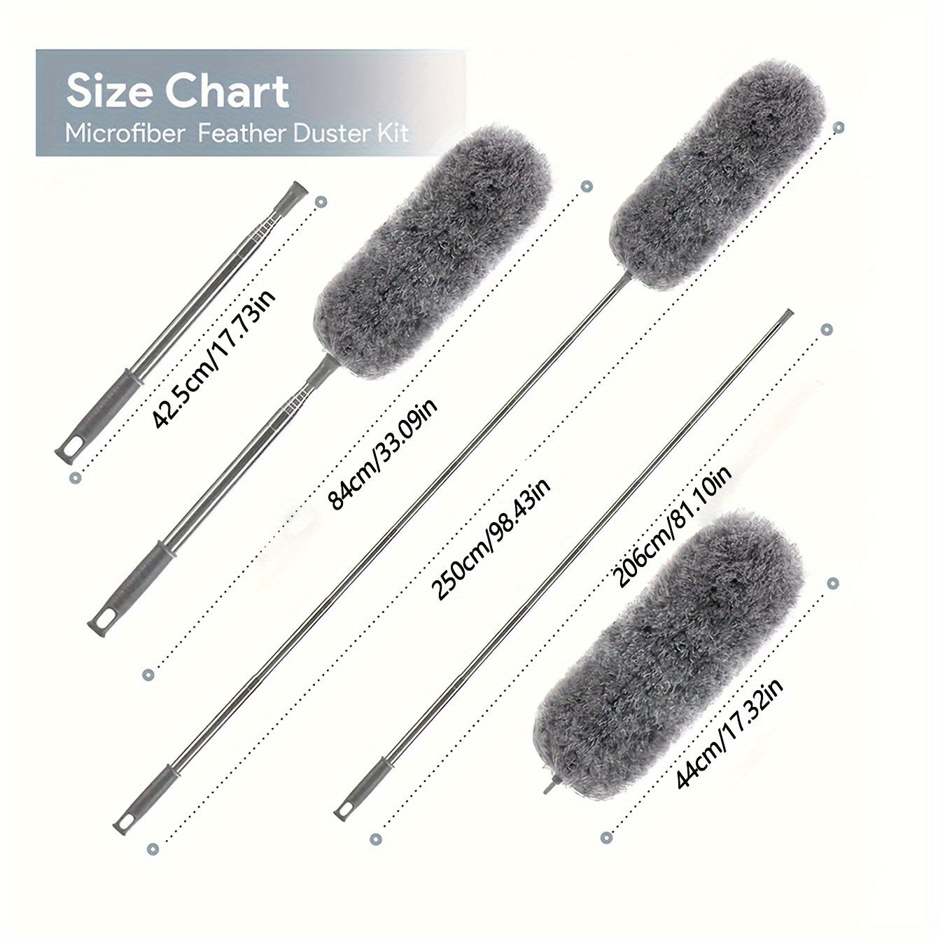 Microfiber Duster with Adjustable Stainless Steel Handle for Ceiling Fans Blinds Furniture