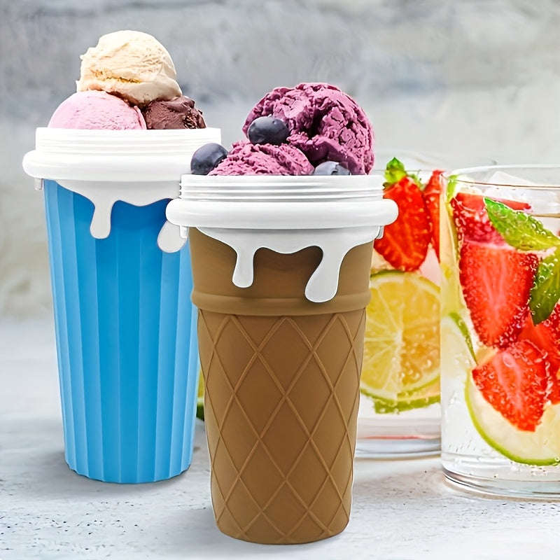 Silicone Slushie Maker Cup 16.9oz qopqog' bilan, quvur tozalagich, sharob va muzqaymoq uchun portativ