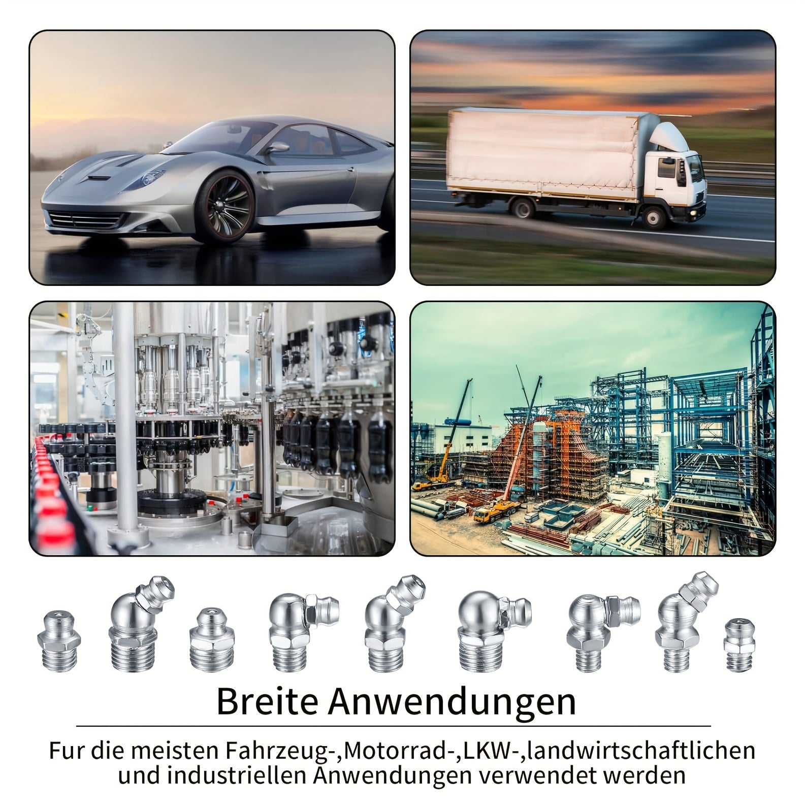 Set of 60 Metric Grease Fittings Kit for Mechanical Lubrication, M6-M10