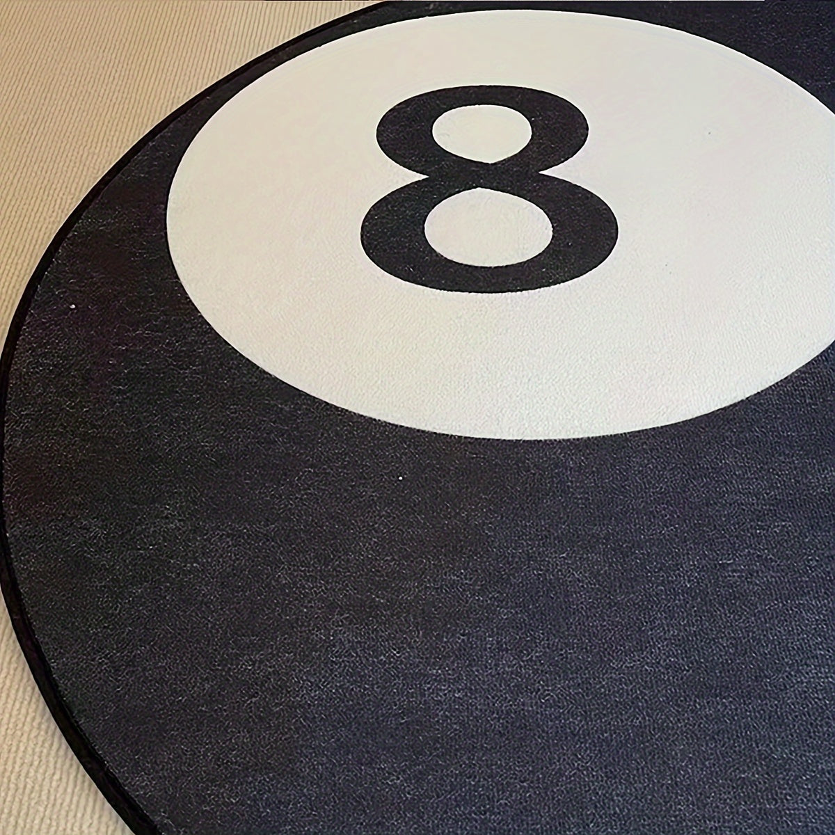 Alfombra redonda inspirada en billar en blanco y negro, antideslizante, a prueba de manchas, de poliéster para salón, dormitorio y oficina