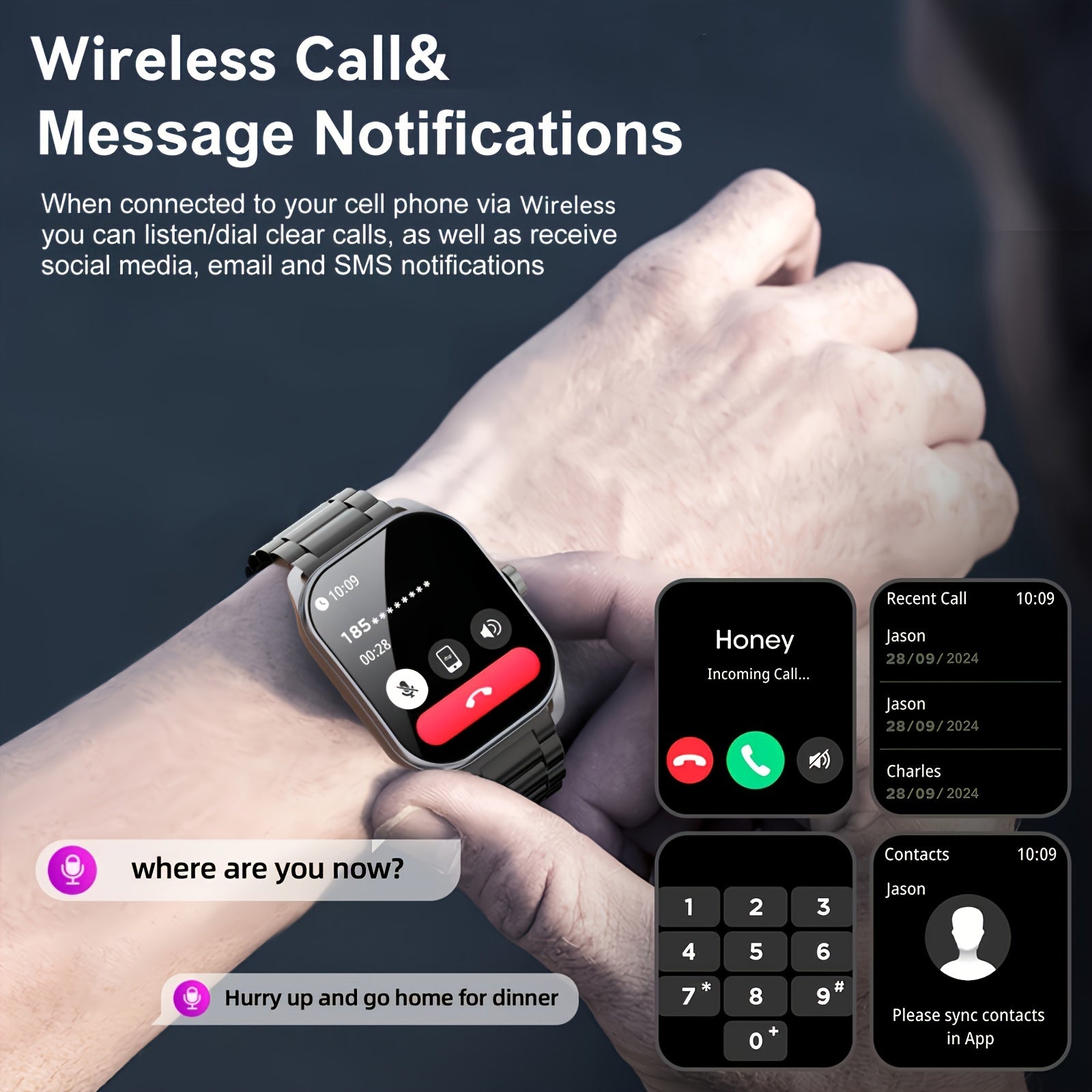 Smart Watch for Men and Women Waterproof Fitness Tracker with Wireless Calling and Notifications