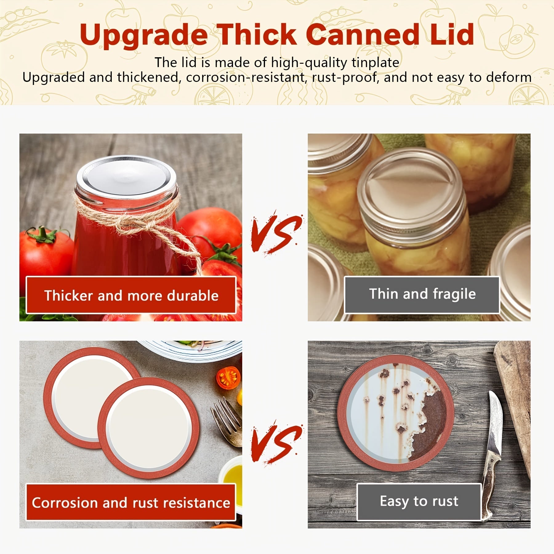 Wide Mouth Mason Jar Lids 70/86mm Tinplate Seal for Preserving and Decorating