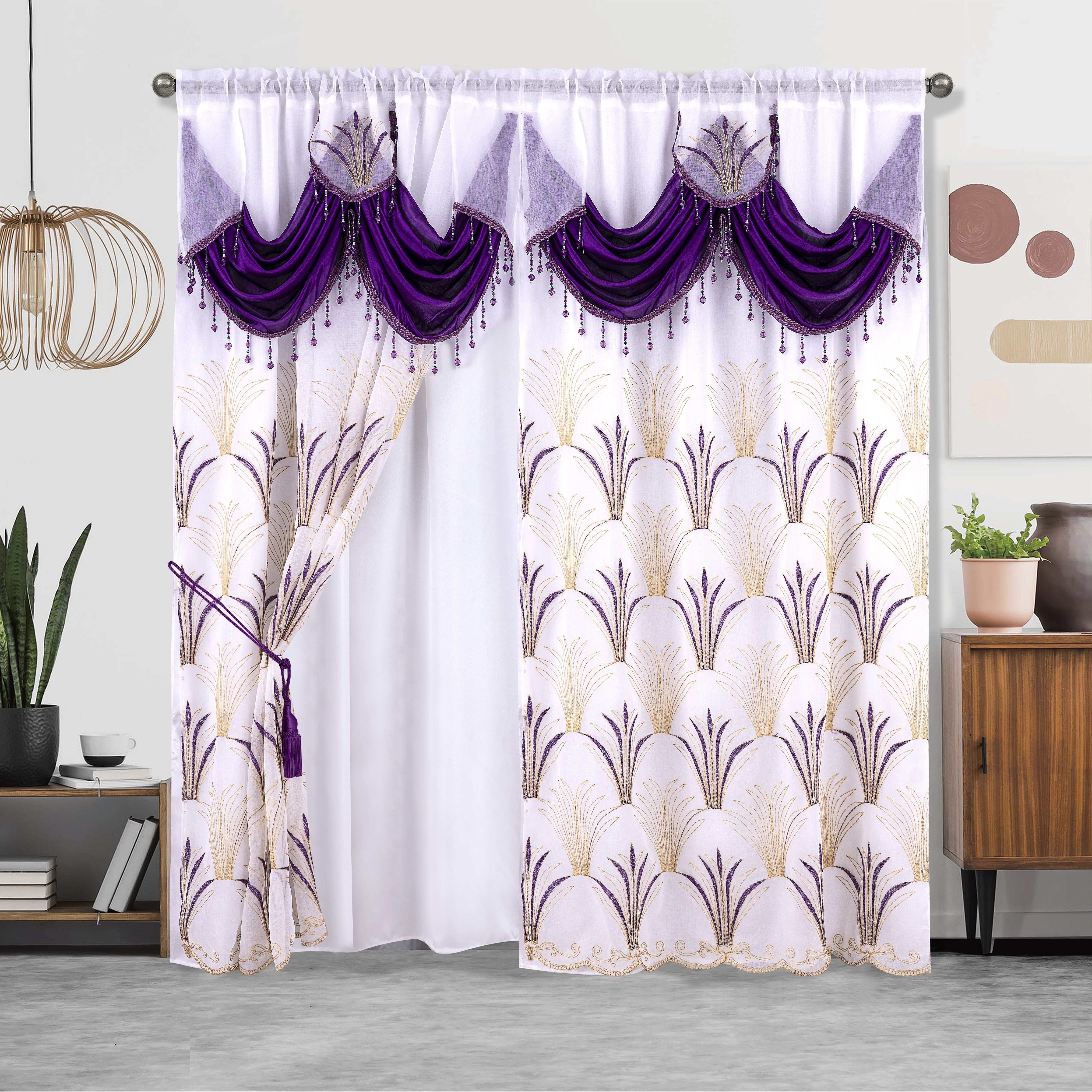 Embroidered Double Layer Curtain 132x213 cm for Living Room Bedroom