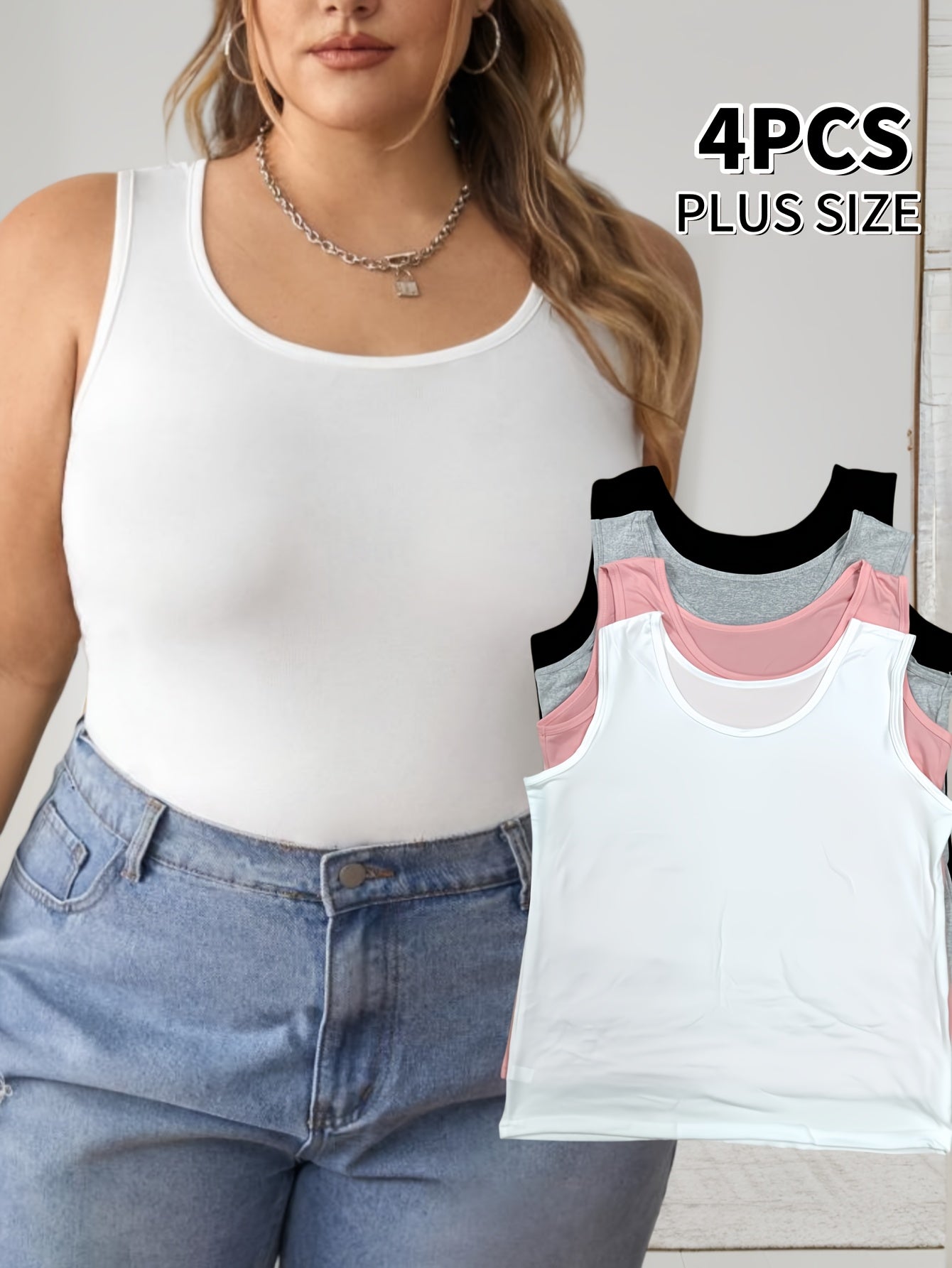 Ayollar uchun katta o'lchamli, bezsiz, nafas oladigan, qulay, kundalik, bir rangli tank top