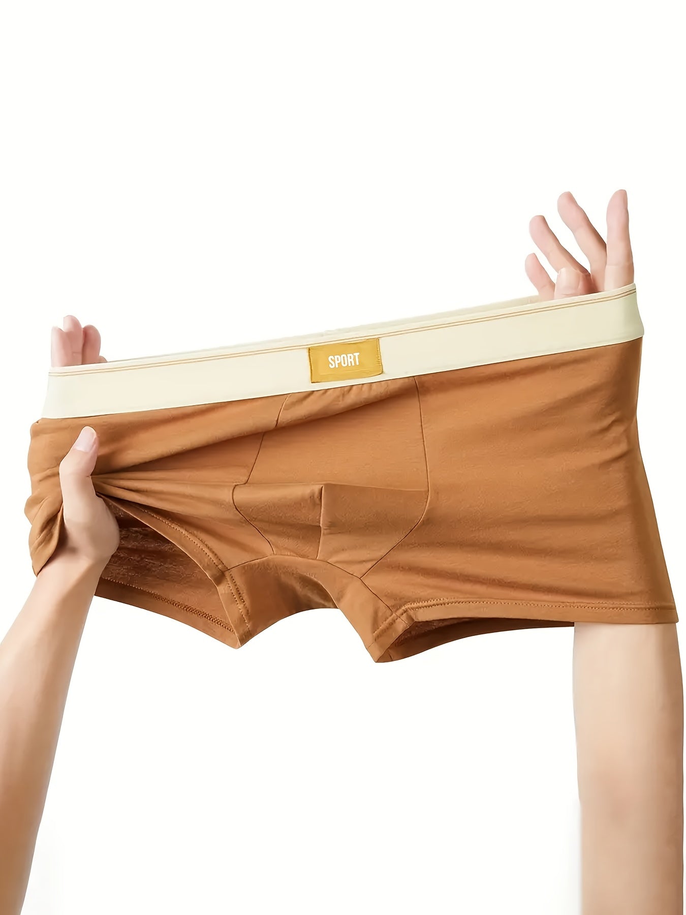 Erkaklar uchun nafas oladigan 3 ta polyester boxer short, sport va dam olish uchun o'rtacha cho'ziluvchan to'qima bilan.