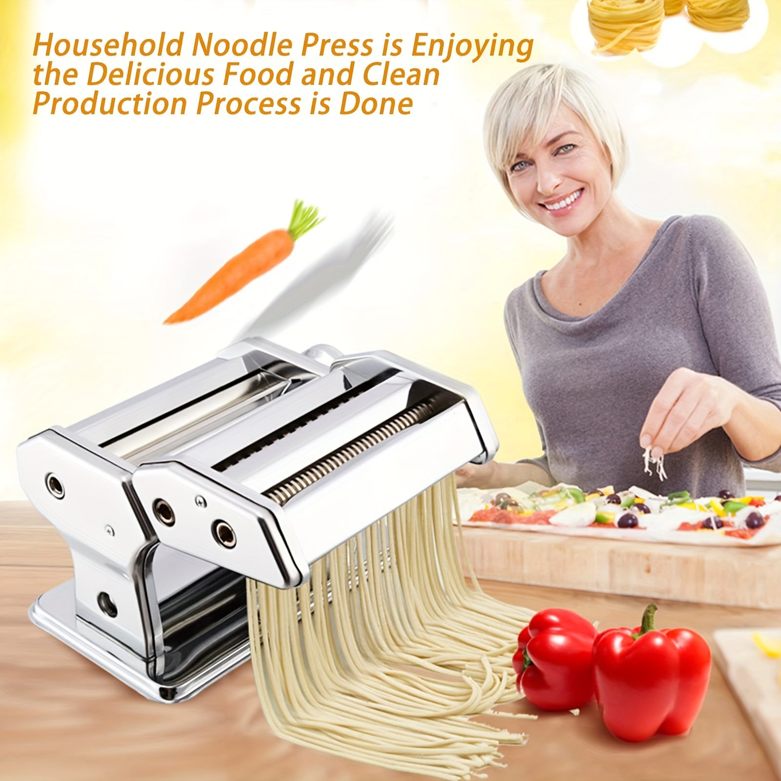 Ручная машина для пасты с ручным прессом, 8 регулируемыми настройками толщины, моющимся алюминиевым сплавом ролика и резака