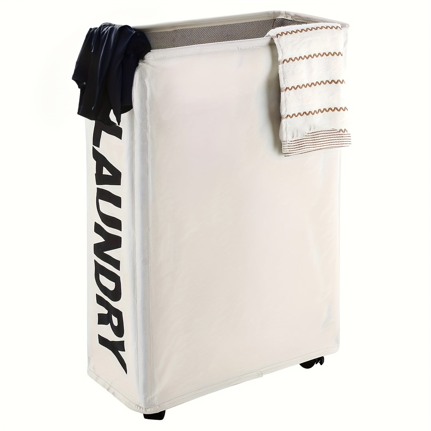 Современная серая корзина для белья на колесах с ручкой, высокий узкий дизайн, складная корзина для грязной одежды, сетчатая подкладка, идеальна для различных интерьеров - Корзины для белья