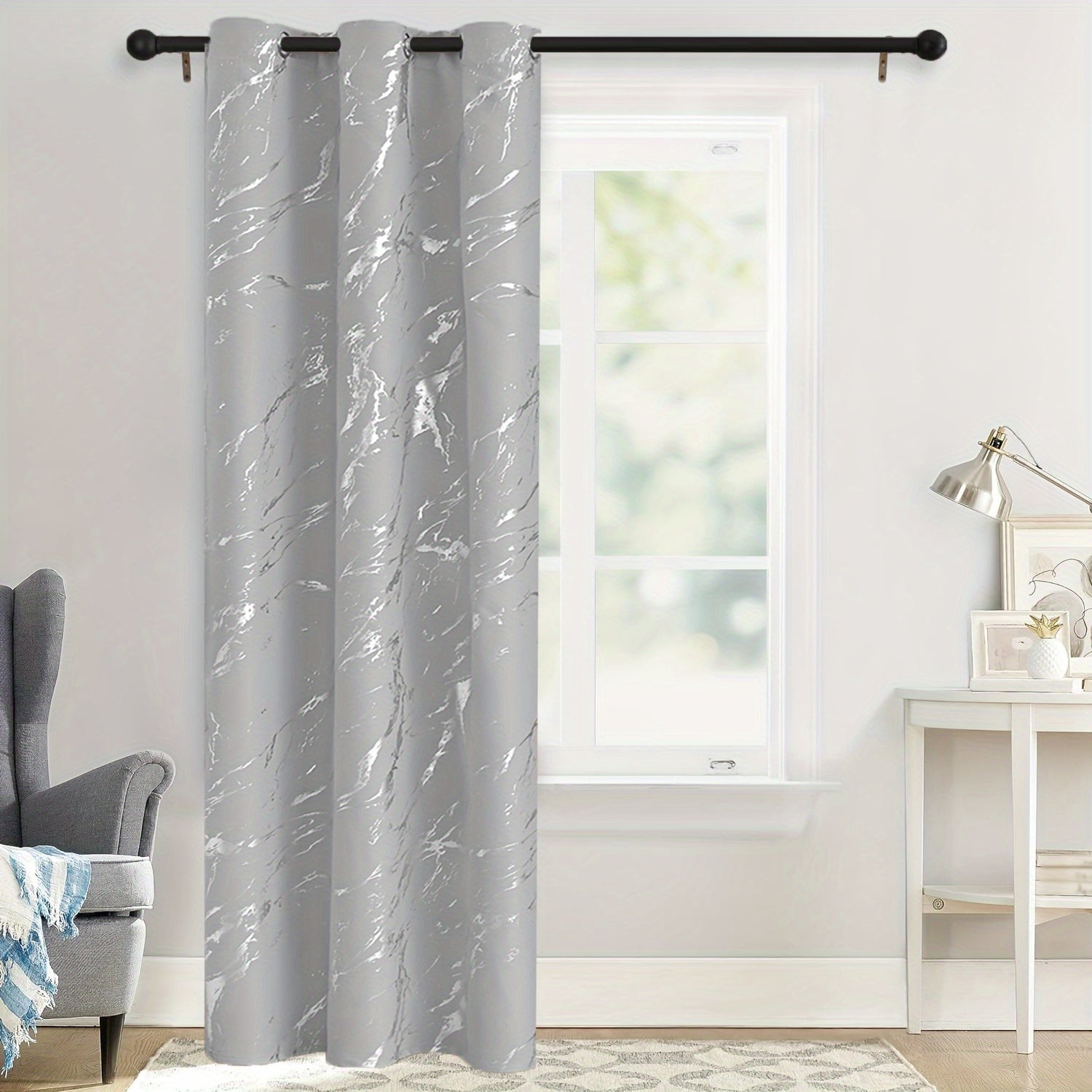 Grey Marble Pattern Curtain for Bedroom Living Room Office Kitchen Modern Classic European Style