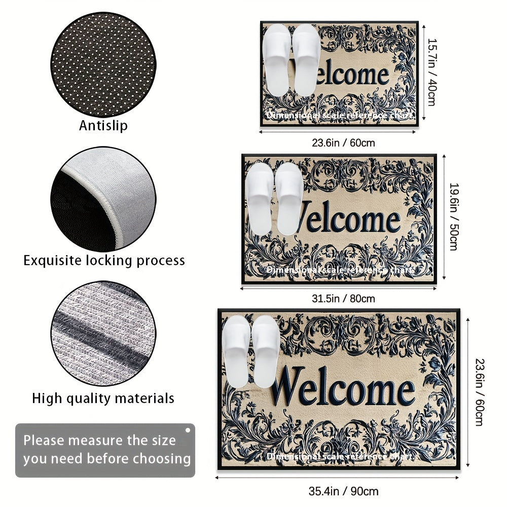Braided Welcome Doormat Slip-Resistant Easy to Clean Rubber Backing Indoor Outdoor Decor
