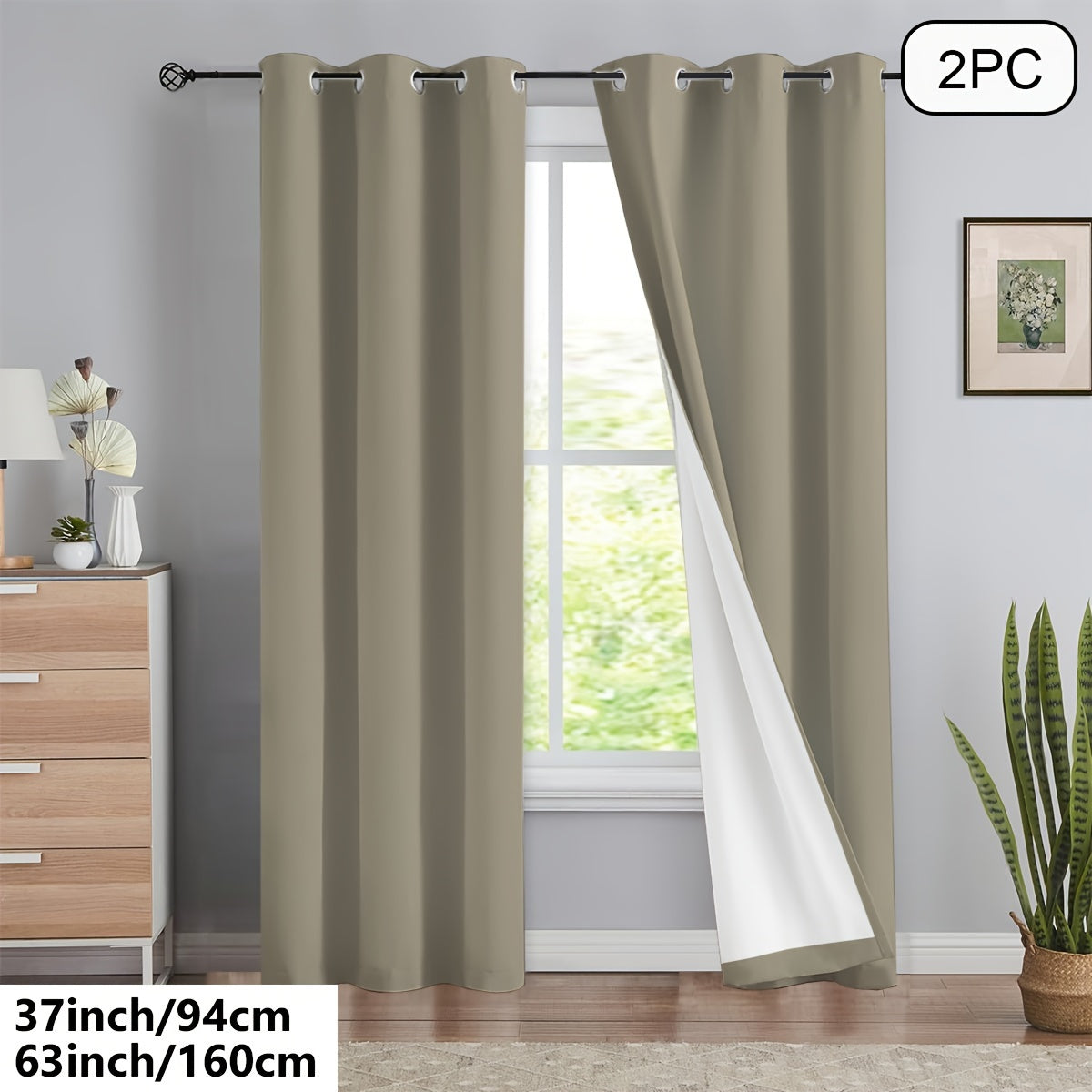 Blackout Curtains 54x84 Inches Off-White Grommet Full Blackout with White Lining