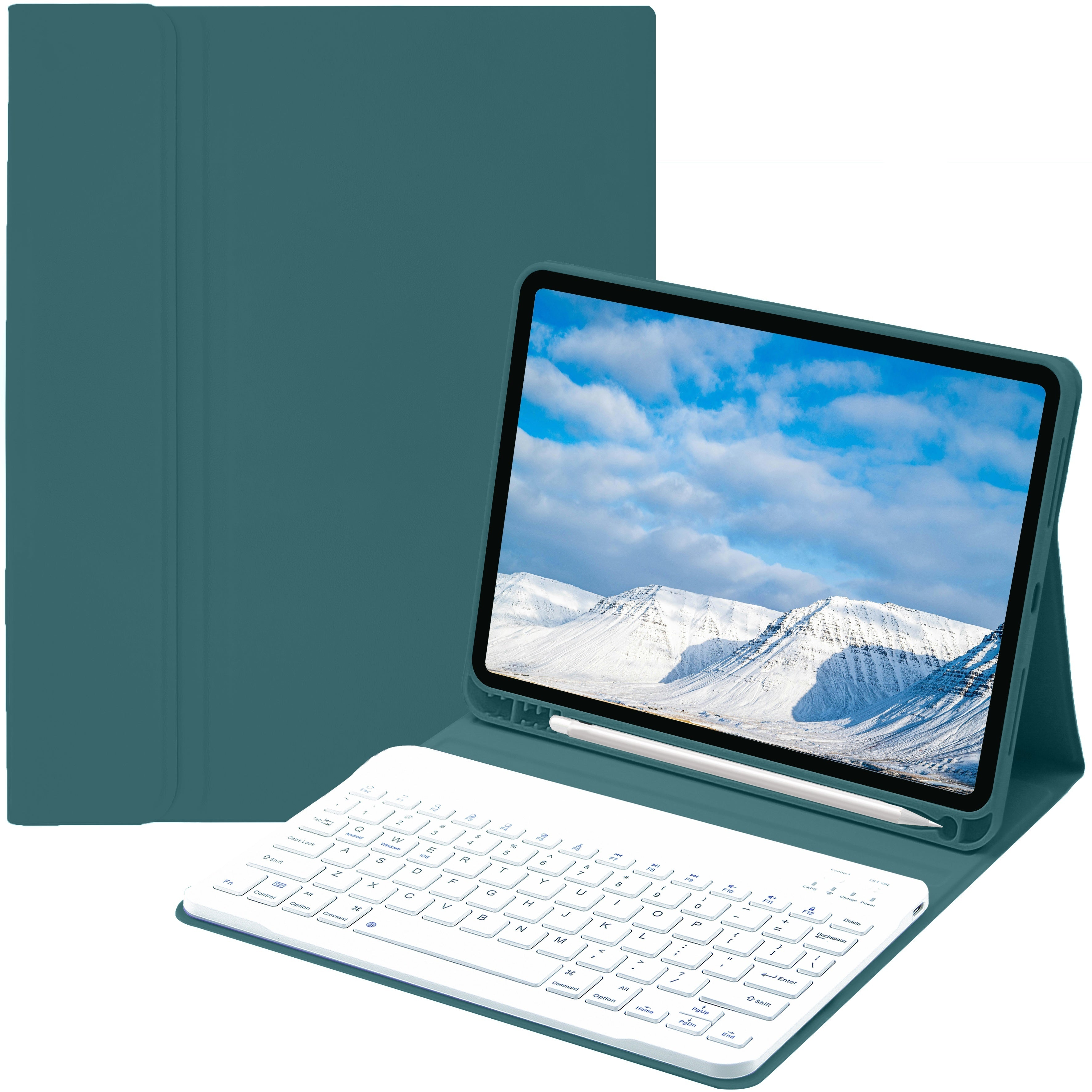 Funda con teclado para iPad Air 1-5, 5ª-10ª generación, Pro 11/12.9 pulgadas con teclado inalámbrico desmontable y soporte para lápiz