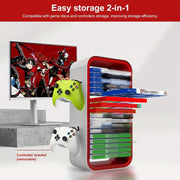 Game Storage Stand for PS5 PS4 Switch Xbox Holds 18 Discs 4 Controllers