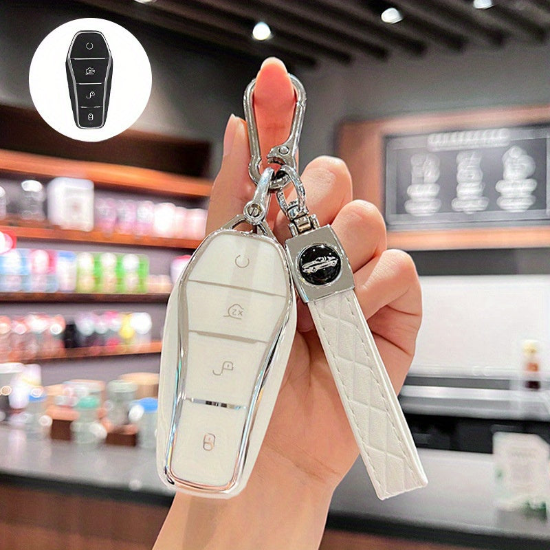 Car Key Fob Case Cover TPU Remote Shell with Keychain for EVs