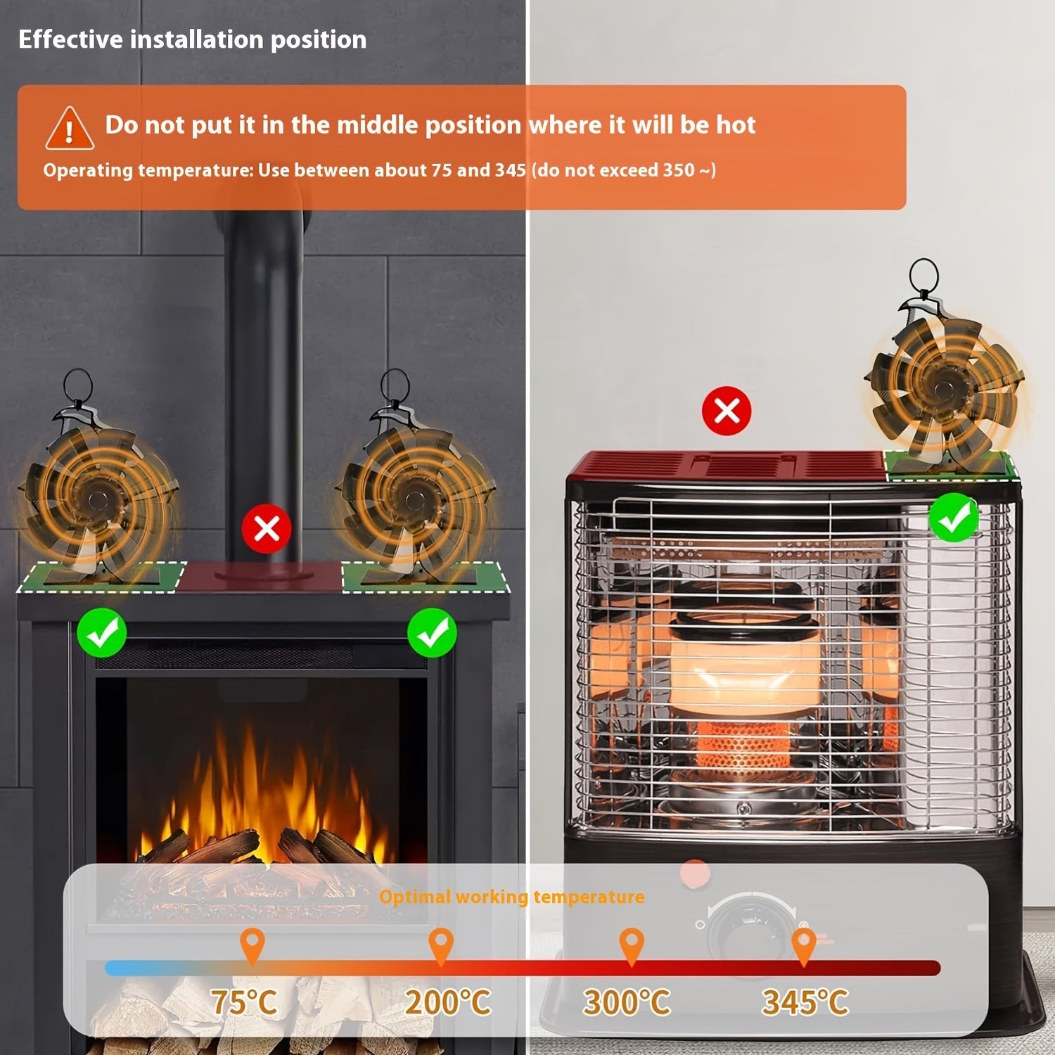 Aluminum Fireplace Fan Sailboat Design 8 Blade Heat Activated Quiet Operation