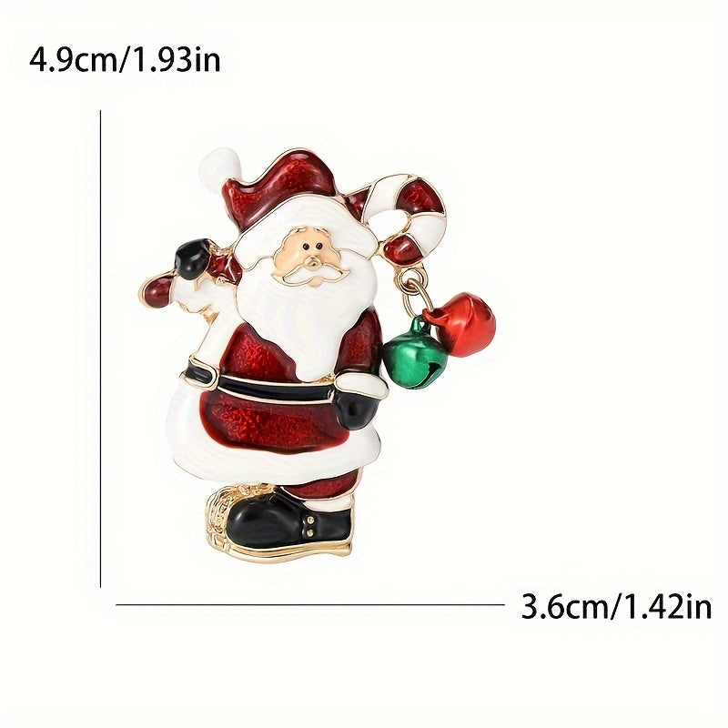 Festive Santa Claus Enamel Pin Christmas Bell Brooch Holiday Outfit Accessory