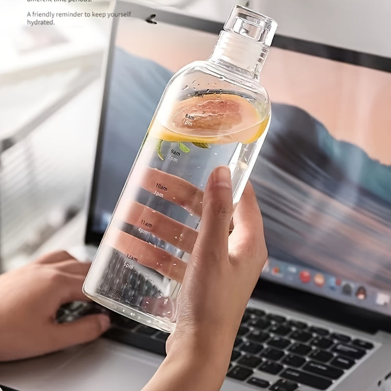 Glass Water Bottle with Time Marker, BPA-Free, 4 Sizes for Outdoor Use