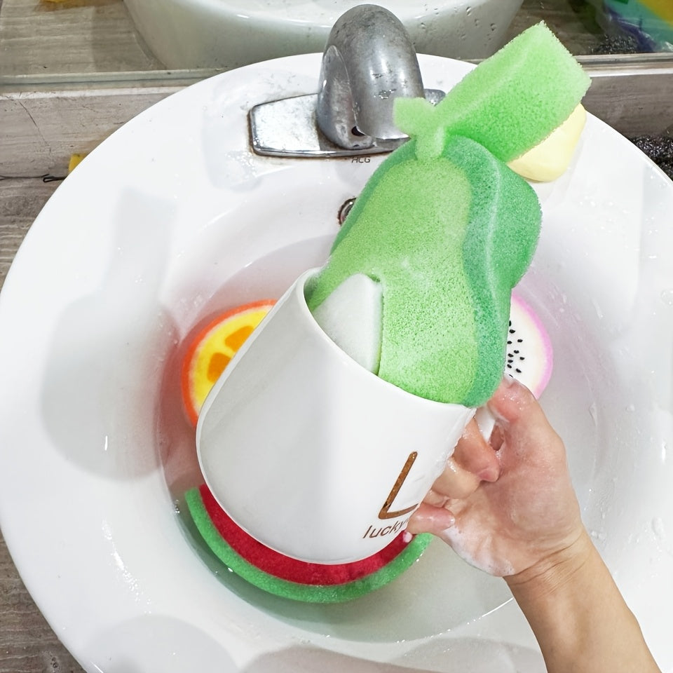 4 ta meva shaklidagi tozalash gubkalari poliuretan materialidan tayyorlangan. Ushbu ko'p maqsadli tozalash padlari oshxonada, hammomda, idishlarda, avtomobil yuvishda va supermarketda foydalanish uchun mukammaldir. To'plamda nok, apelsin, ajdar meva va