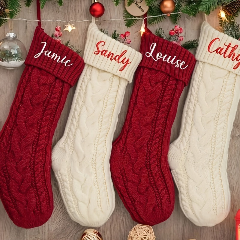 Red Snowflake Christmas Stockings with Names Personalized Embroidered Family Decor