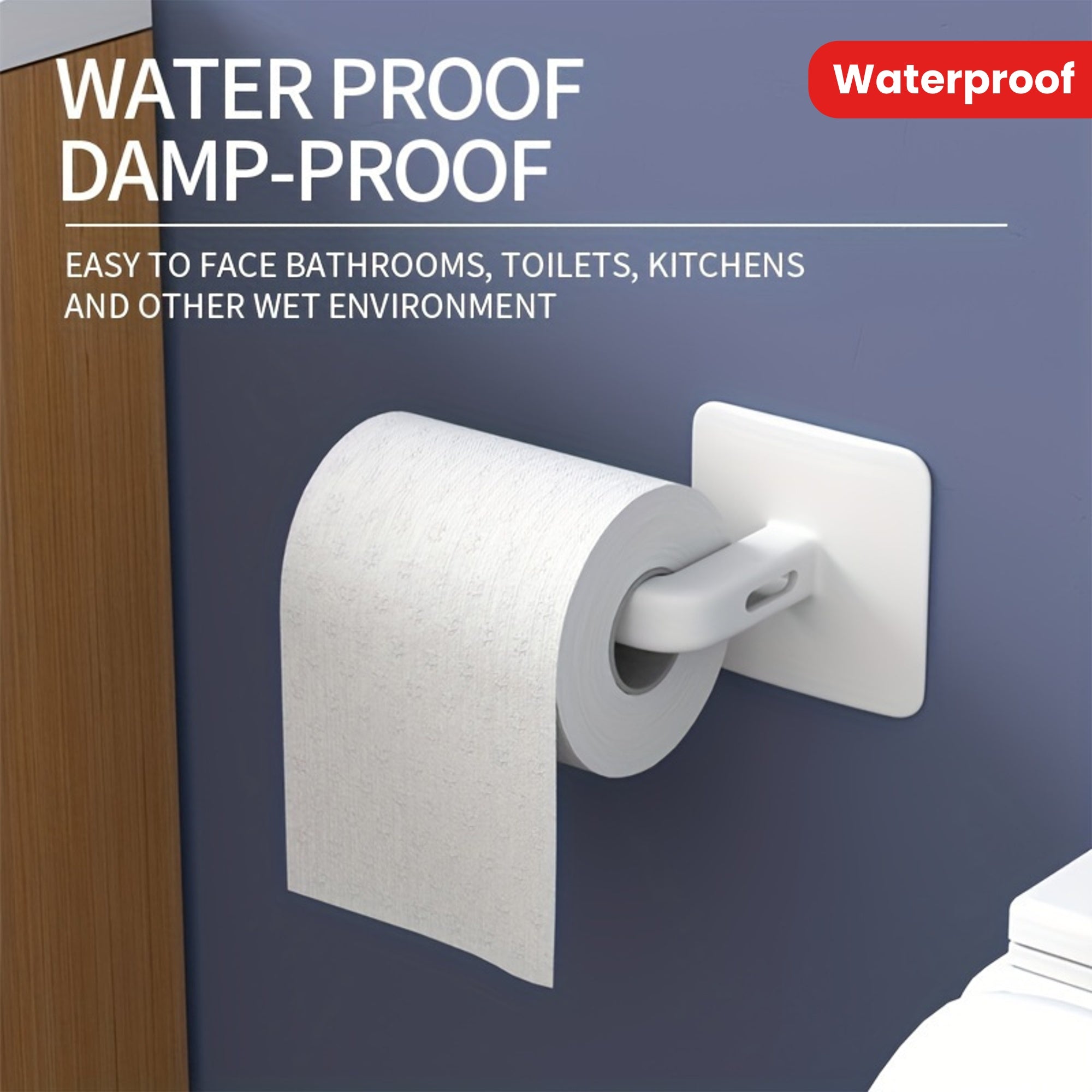 Waterproof Wall-Mounted Tissue Holder with L-Shaped Hook, Durable Plastic
