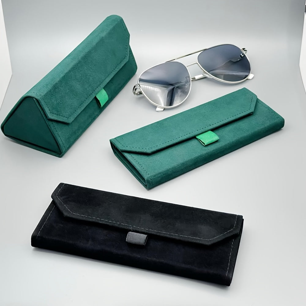 Triangular Artificial Leather Eyewear Case with Pull Tab, Crush-Proof and Protective