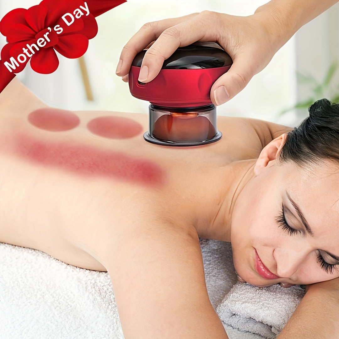 Портативная электрическая вакуумная массажная машина для дома, перезаряжаемая через USB, с функцией нагрева для спины, шеи и рук