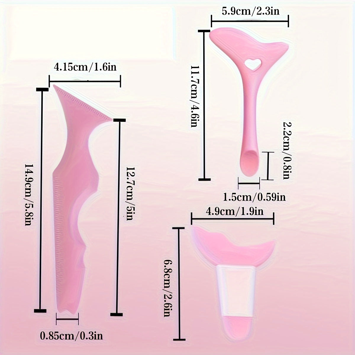 Набор силиконовых инструментов для макияжа 3PC, щитки для подводки и туши, без запаха