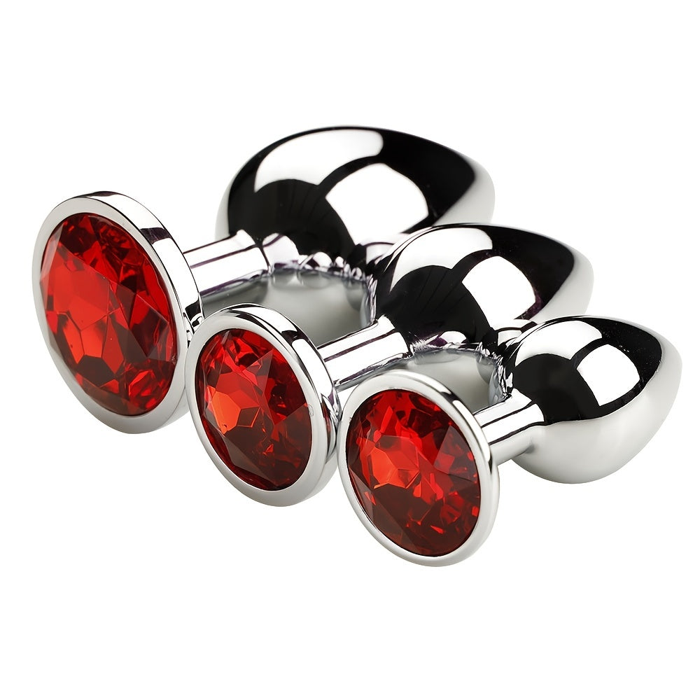 Red Gem Base Metal G-Spot Anal Plug for Adults