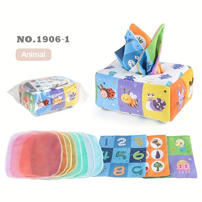 Juguetes sensoriales para bebés y niños pequeños, caja de pañuelos lavable y reutilizable, regalo de aprendizaje temprano
