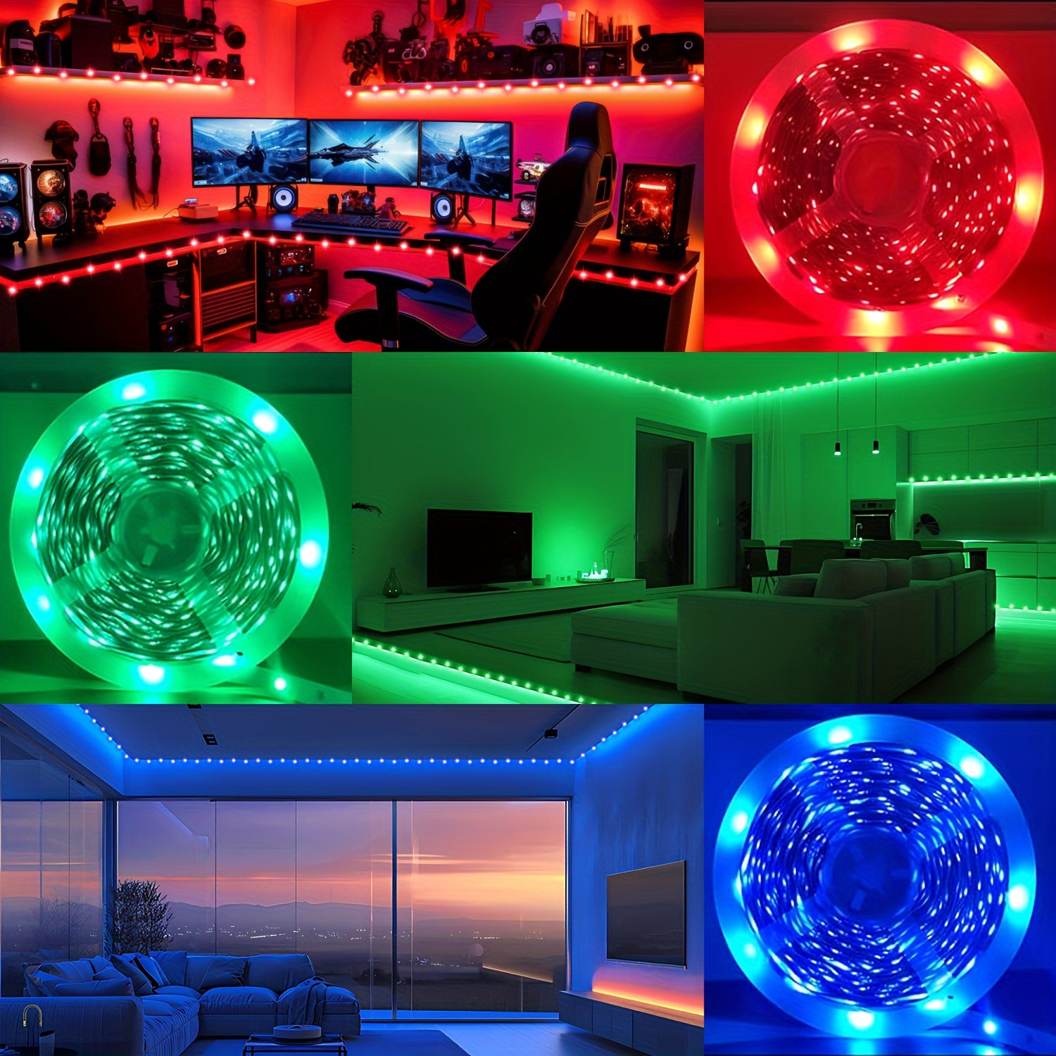 LED RGB Strip Lights 91cm-30m with Remote and App Control for Bedroom Home Decoration