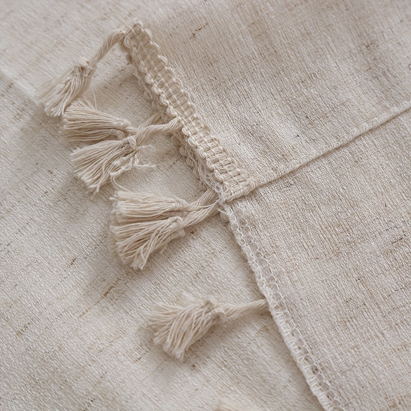 Cortinas de lino y mezcla de lino transparentes con ojales, tema pastoral, sin forro, semi-translúcidas