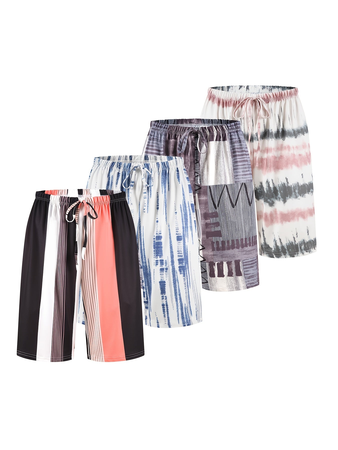 Набор из 4 мужских повседневных шорт для пляжа, большой размер, шорты для отпуска