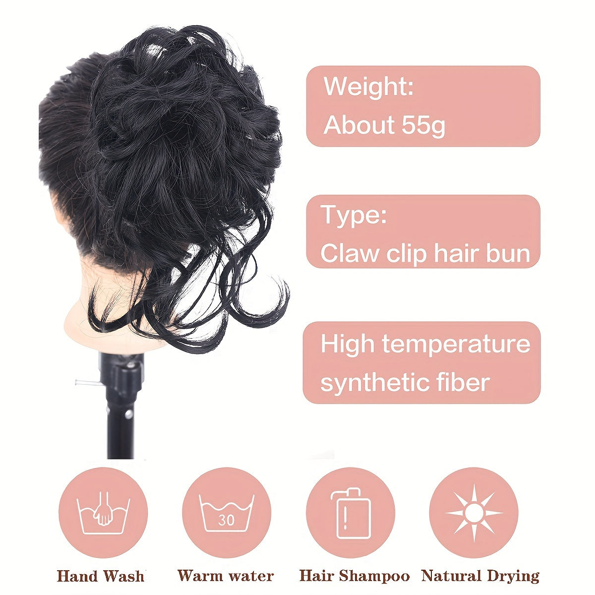 Women's Messy Curly Claw Clip Hair Bun Synthetic Hairpiece for All Occasions