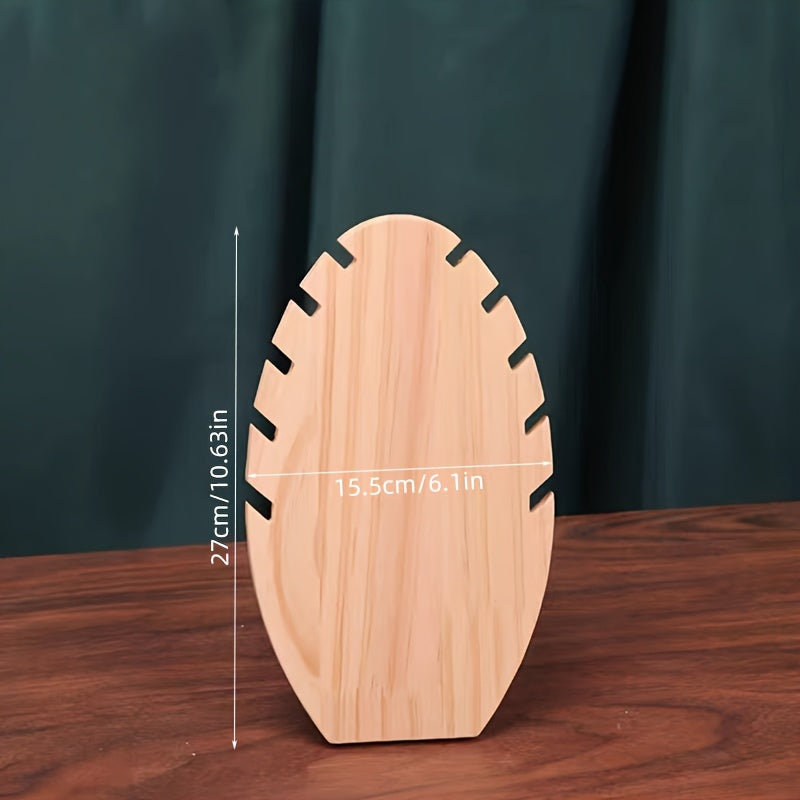 Khaki Wood Jewelry Stand with Flame Pattern for Necklaces Bracelets Watches