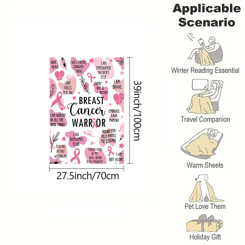 Pink Breast Cancer Awareness Throw Blanket for Survivors and Supporters All-Season Flannel Bedding