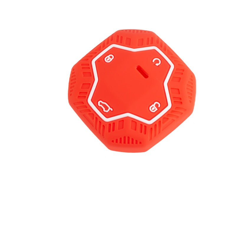 Silicone Key Fob Cover Black Neon Green Hexagonal for Car Key Protection