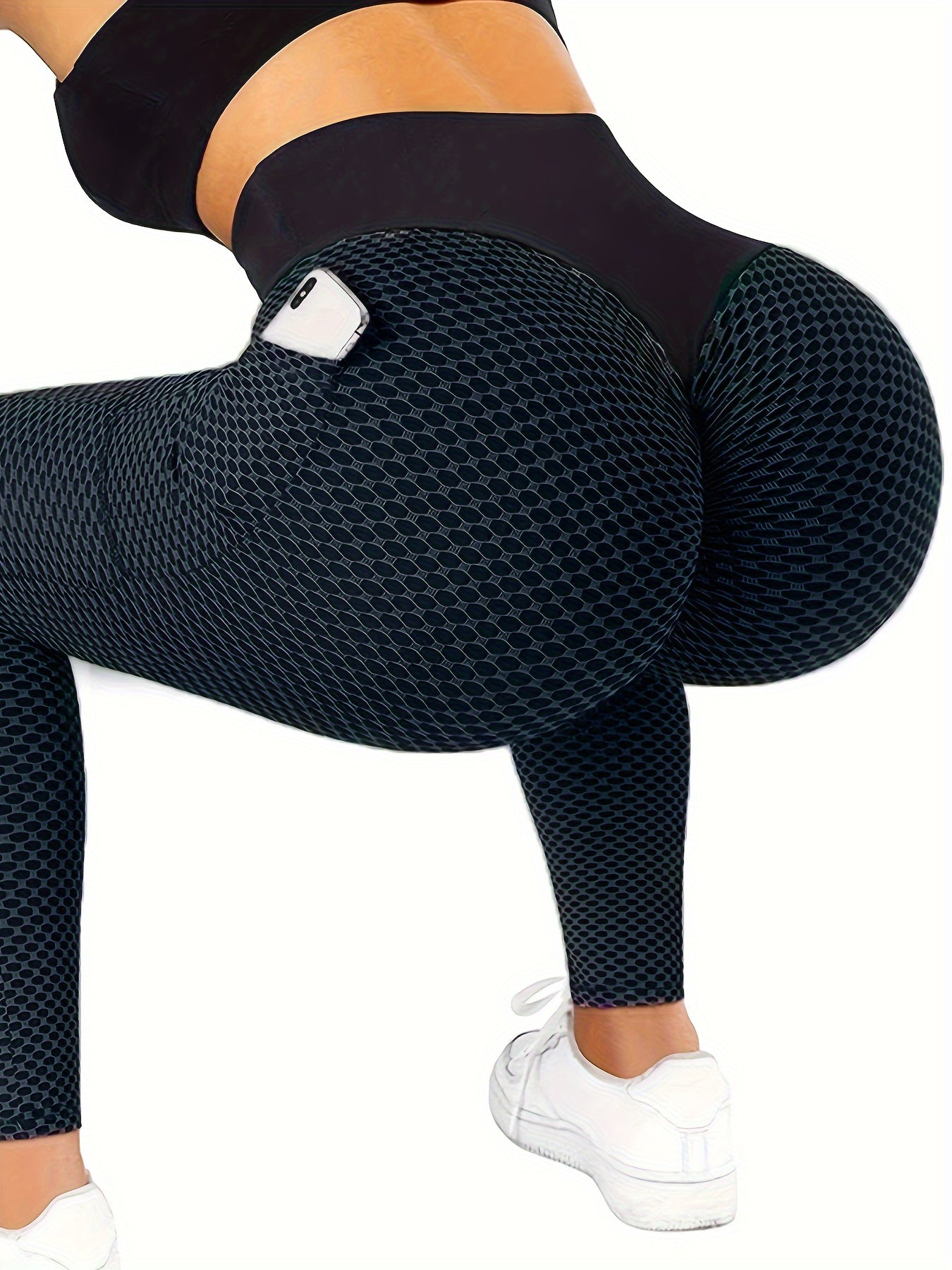 Ayollar uchun Seersucker yuqori belli yoga legginslari, ko'tarish va shakllantirish funksiyasi bilan