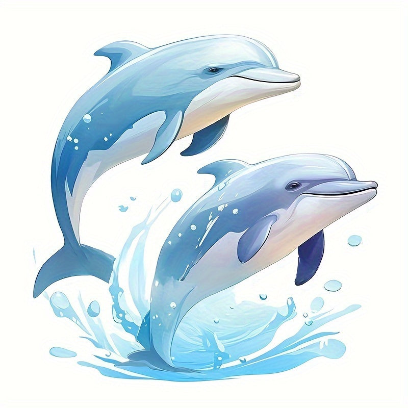 Waterproof Wall Decals for Bathroom and Living Room, Dolphin and Ocean Friends PVC Stickers
