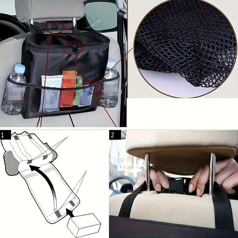 Car Seat Backrest Warmer Waterproof Storage Bag Black Hanging