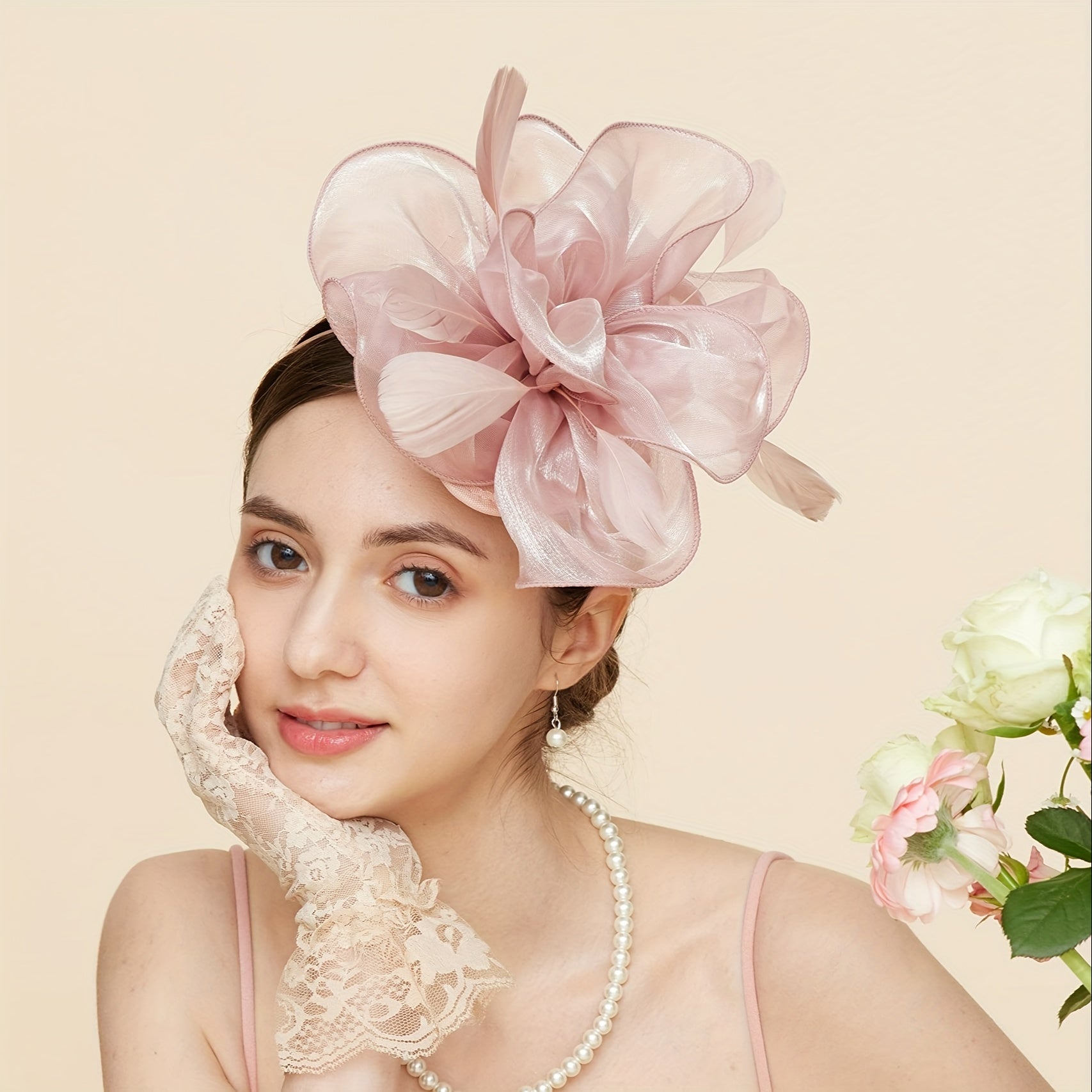 Women's Elegant Fancy Hat with Clip and Hair Hoop for Tea Party Style
