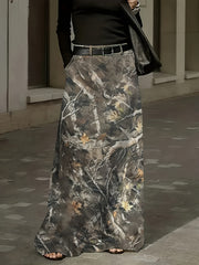 Plus Size Floral Print Dress with Pockets Polyester Flared Skirt