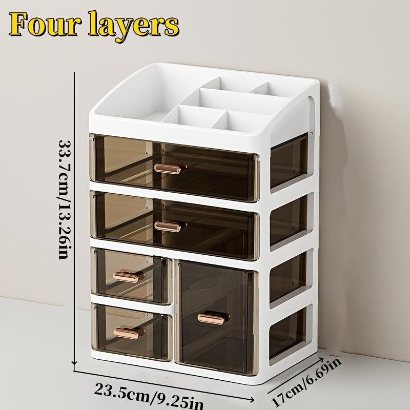 All-in-One Cosmetic Organizer with Drawers and Large Capacity Dustproof Makeup Storage Case