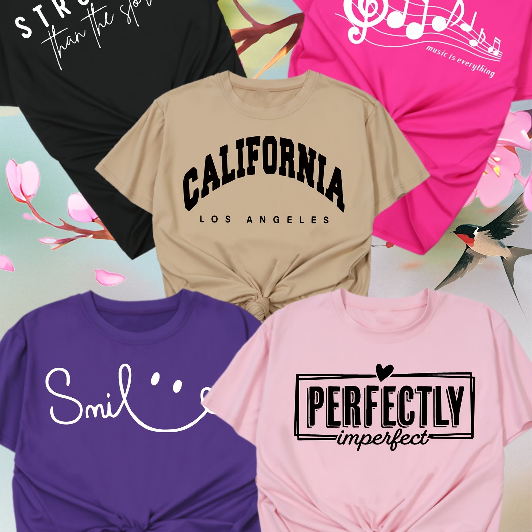 Women's Short Sleeve T-Shirts Set Polyester, Soft, Stretchy, Spring Summer