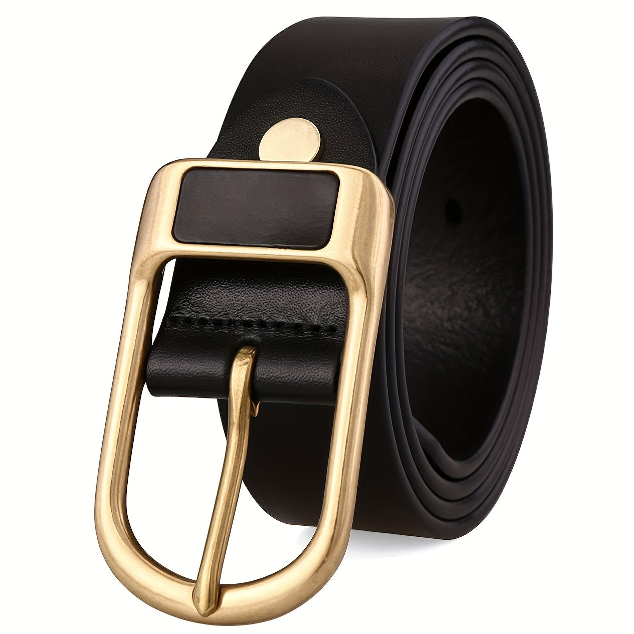 Men's Dark Brown PU Leather Retro Buckle Belt for Casual Business Jeans