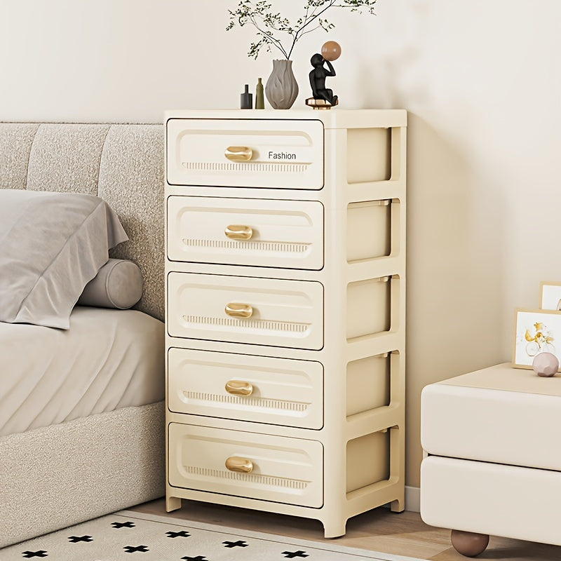 Multi-Purpose Plastic Storage Cabinet with Drawers for Bedroom and Makeup Organization