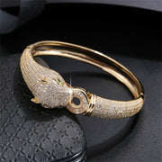 Women's Leopard Head Bracelet with Synthetic Zirconia Stones for Formal Events