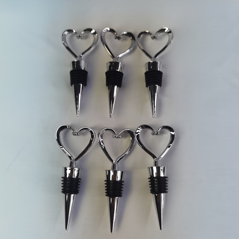 Heart-Shaped Red Wine Bottle Stopper Plastic Silicone Set of 1-8